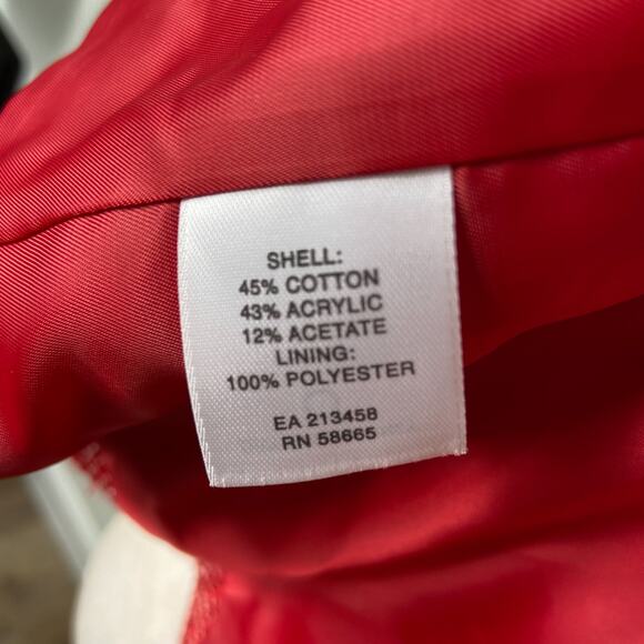 Classiques Entier Atelier Tweed Blazer Jacket Sz M Red Wide Notch Lapel 2 Button - Picture 7 of 9